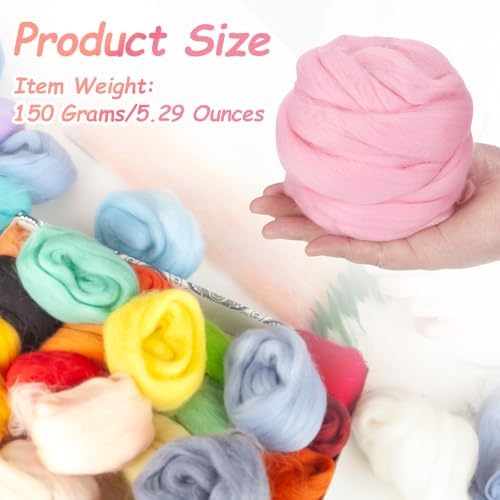 PATIKIL Wool Roving Yarn, 150G/5.3OZ Soft Felting Wool Pure Chunky Roving Yarn Bulk for Needle Felting Knitting Blanket Spinning Weaving DIY Craft, Pink - Image 2