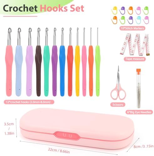 Coopay Crochet Hooks Set with Case,Crochet Hook Kit for Arthritic Hands - Image 2