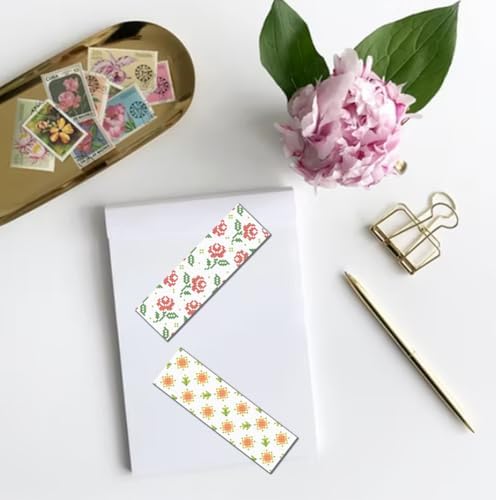 FREEBLOSS 6 Set Cross Stitch Bookmark Kits 11CT 8"x2.4" Flower and Leaves - Image 6