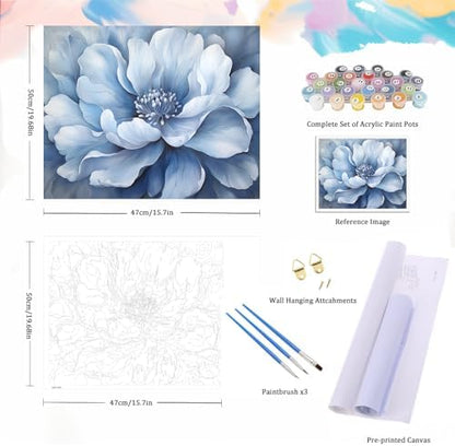 Natuyalo Paint by Numbers for Adults - DIY Adult Paint by Number Kits Painting on Canvas Blue Flower Painting by Numbers for Beginners, Art Craft Kits for Adults (16x20 Inch) - Image 5