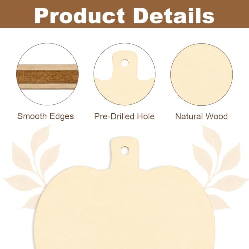 15PCS Pumpkin Wood Cutouts, 4" Unfinished Wood Ornaments for Crafts - Image 3