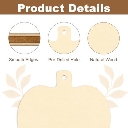 15PCS Pumpkin Wood Cutouts, 4" Unfinished Wood Ornaments for Crafts - Image 3