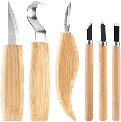 Wood Whittling Kit 6PCS Professional and High Performance Stainless Steel Tools Set ​for Beginner Carving for Adults and Kids Beginners Wood Carving Kit Set by BUIYLV