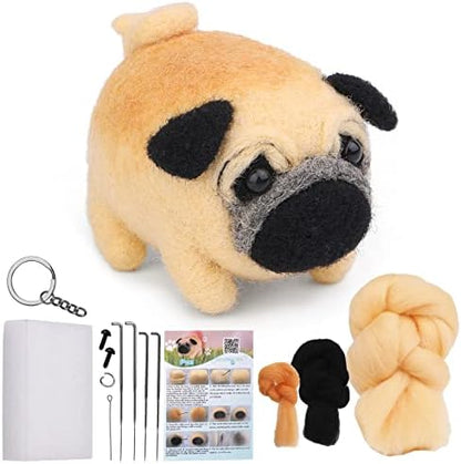 QMNNMA Needle Felting Kits for Beginners, Pug Wool Felting Kit by Qmnnma
