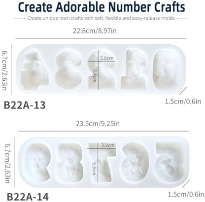 3D Woodland Animal Number Resin Molds Set, 0-9 Creature Silicone Mold - Image 4