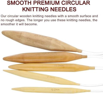 HARFINGTON US Size 50(25mm) Circular Knitting Needles 40 Inch / 100cm Round Wooden Needle for Handmade Projects DIY Knitting Blankets Socks Hats Sweaters - Image 4