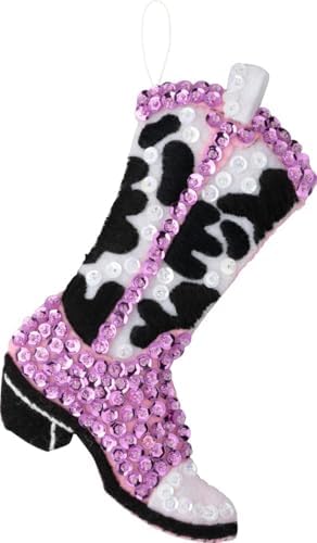 Bucilla Felt Applique 4 Piece Ornament Making Kit, Boots and Bling, Perfect for DIY Arts and Crafts - Image 5