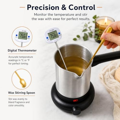 KQU Electric Wax Melting Pot with Thermomete & Wick Tools for Candle Making - Image 5