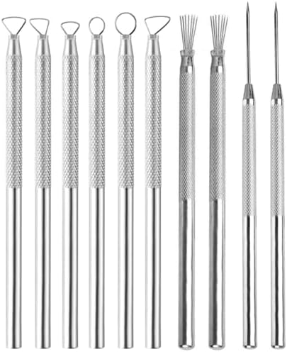 10PCS Clay Sculpting Tools Set, Stainless Steel Pottery Carving Kit with Detail Needles & Loops, for Ceramics, Polymer Clay, Air Dry Clay, Professional Modeling & Detailing Tools by Unknown