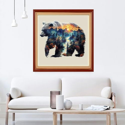Joyhoor Cross Stitch Kits for Beginners Stamped Cross-Stitch Supplies Needlework preprint Embroidery Kits for Adults DIY Needlepoint Kit Embroidery Patterns 11CT- Abstract Bear 18×18 inch - Image 2