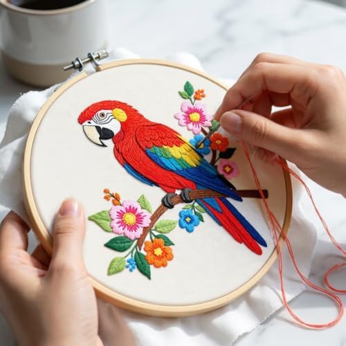 Nuberlic Parrot Embroidery Kit for Beginners, Animal Cross Stitch Kit - Image 3