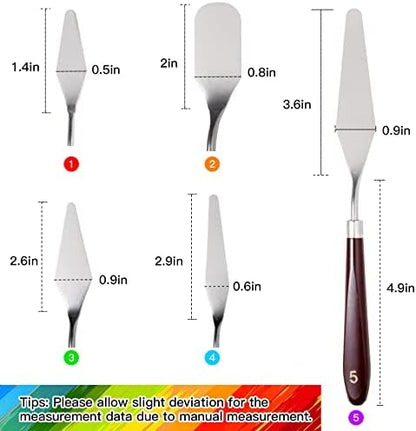 10PCS Palette Knife, Stainless Steel Painting Knife Set, Flexible Spatula Pallet Knife, Metal Artist Knives, Oil Painting Accessories Color Mixing Scraper for Oil, Canvas, Acrylic Painting By CUALORK - Image 4