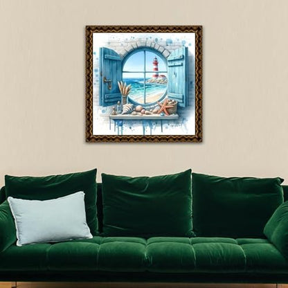 MBNTJHT Lighthouse Paint by Numbers Kit for Adults,DIY Lighthouse Landscape Acrylic Paint by Number Kits for Adult Beginners,Sea Scenery Oil Painting Kits for Home Wall Decor 16X16 Inch. - Image 4