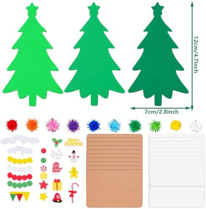 Whaline 420 Pcs Christmas Card Making Craft Kit with Xmas Tree Pom Pom Stickers & Envelopes Handmade Invitation Greeting Card Supplies for Holiday DIY Crafts Party Decor - Image 3