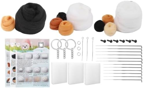 Needle Felting Kit, 3 Pcs Dog Animal Needle Felting Beginner Kits, Wool Felt Needle Felting Tools Foam Pad, Craft Party Supplies for Beginners Adult - Image 6