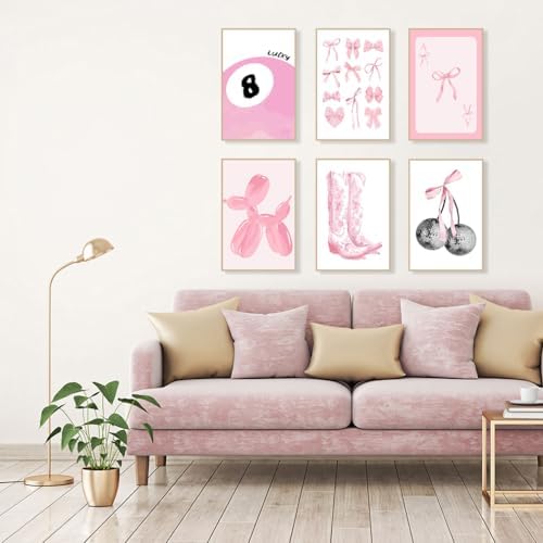 NEGEKFKX 6 Pack Coquette Paint by Numbers Kit for Adults Beginner,Cute Pink Easy Adult Paint by Number Kits on Canvas DIY Painting for Beginners Art by Numbers for Home Wall Decor 8x12 Inch - Image 2