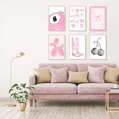 NEGEKFKX 6 Pack Coquette Paint by Numbers Kit for Adults Beginner,Cute Pink Easy Adult Paint by Number Kits on Canvas DIY Painting for Beginners Art by Numbers for Home Wall Decor 8x12 Inch - Image 2