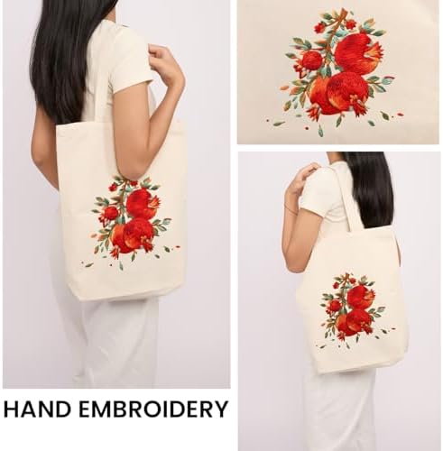 CREAWONDER Canvas Tote Bag Embroidery Kit with Pattern for Beginners, Arts and DIY Embroidery Crafts Kits for Adults, Include Instructions, Embroidery Hoops, Color Threads and Tool - Image 2
