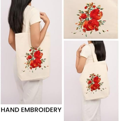 CREAWONDER Canvas Tote Bag Embroidery Kit with Pattern for Beginners, Arts and DIY Embroidery Crafts Kits for Adults, Include Instructions, Embroidery Hoops, Color Threads and Tool - Image 2