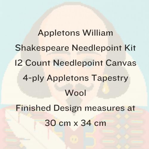 HM NABAVIAN Appletons Wool Needlepoint Kit – Portraits Range - William Shakespeare Designed by Emily Peacock - Image 4