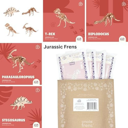 3D Wooden Puzzles for Kids Ages 8+, 4 Pack Dinosaur Puzzles, FSC-Certified Wood, Plastic-Free, STEM Kit for Kids Teens Adults, Wood Craft Model Kit, Individually Wrapped Party Favors - Jurassic Frens - Image 2