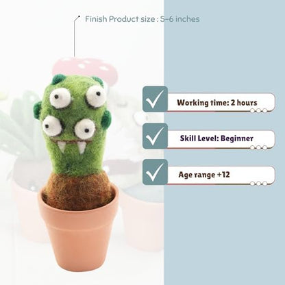 Woolbuddy Needle Felting Starter Kit (Eye Plant) for Beginners with Tool - Image 5