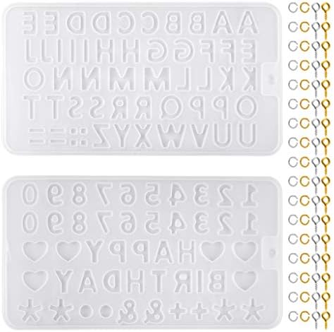 Bskifnn 402pcs Tiny Silicone Letter Mold Small DIY Silicone Resin Mold with 400pcs Screw Eye Pins for Making Keychain Pendant Jewelry Necklace Earrings by Bskifnn