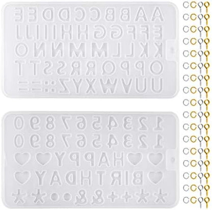 Bskifnn 402pcs Tiny Silicone Letter Mold Small DIY Silicone Resin Mold with 400pcs Screw Eye Pins for Making Keychain Pendant Jewelry Necklace Earrings by Bskifnn