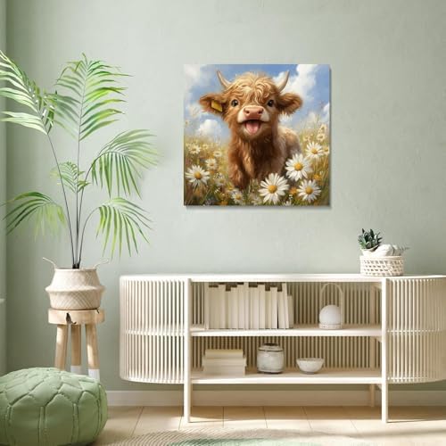 Stamped Cross Stitch Kits for Beginners Adults-Highland Cow,14x14in - Image 4