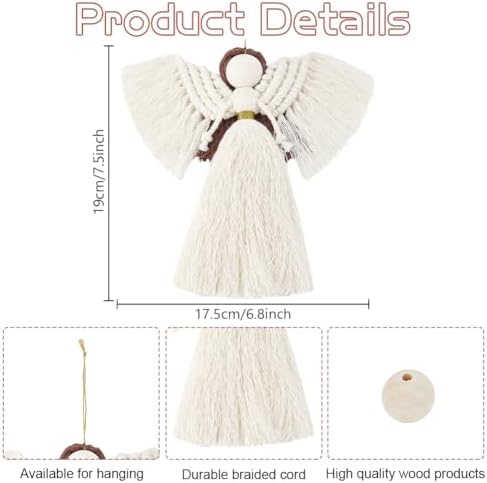 FREEBLOSS 3 Set DIY Macrame Angel Kit for Beginners With Instructions, Boho Angel Decor, Adults Craft Kit, Christmas Birthday Gift, White - Image 3