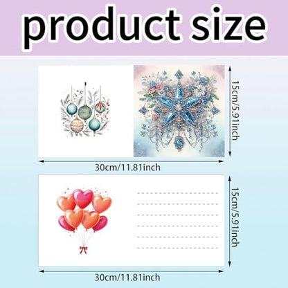 jinglinhh 6pcs Christmas Rose Flowers Ball Star Diamond Art Painting Greeting Cards with Envelopes, DIY Card Making Kits for Adults, Diamond Art Postcards Holiday Cards Craft Gifts - Image 2