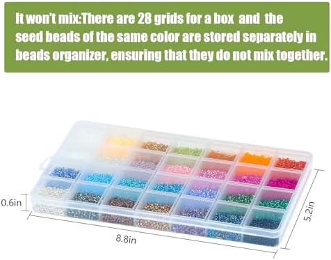 Ybxjges 24000Pcs 2mm Glass Seed Beads Kit, with 28 Colors Small Beads Kit for Girls,Women and Adults,Bracelets, Necklaces,Earring,Jewelry Making Supplies - Image 5