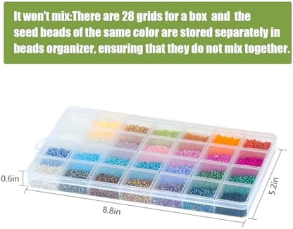 Ybxjges 24000Pcs 2mm Glass Seed Beads Kit, with 28 Colors Small Beads Kit for Girls,Women and Adults,Bracelets, Necklaces,Earring,Jewelry Making Supplies - Image 5