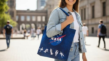 NASA Astronaut DIY Canvas Tote Bag Sewing Kit – Space-Themed Fabric Craft Project – Includes 24" x 43" Dark Blue Fabric Panel & Instructions – Create 16" x 15" Handmade Tote Bag - Image 6