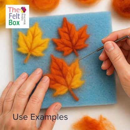 The Felt Box Needle Felting Wool – Orange & Yellow Shade Pack, 100g Carded Batts, Short Coarse Fiber for DIY Crafts, Dolls & Animals - Image 4