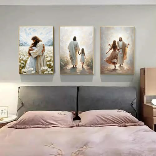 3 Pack Jesus Paint by Numbers Kit for Adults Framed Canvas, Frameworkless - Image 5