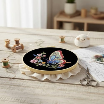 FRANDEK DIY Flower Butterfly Stamped Embroidery Kit with Hoop for Adults - Image 6