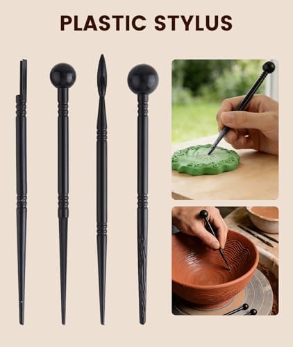 36PCS Clay Tools Kit, Pottery Tools and Ceramic Sculpting Tools Set with Brushes for Carving, Shaping, Molding, Craft & DIY Handmade Projects - Image 3