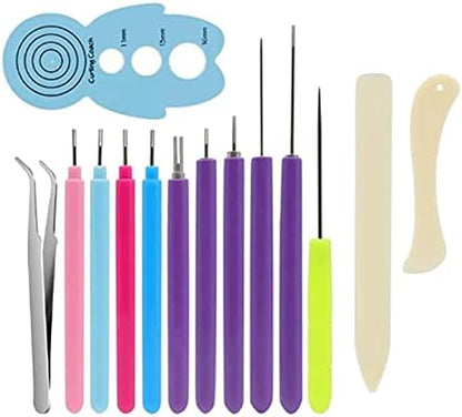 Quilling Tools Set for Beginner Card Making | Hand Crafted Pen Art Tool | DIY Paper Quilling Kit for Adults | Rust-Proof Plastic Slotted Pen | Crafting - 14 Pieces by Unknown