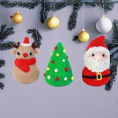 3 Pack Santa Claus Needle Felting Beginners Kits, Christmas Tree Reindeer - Image 5