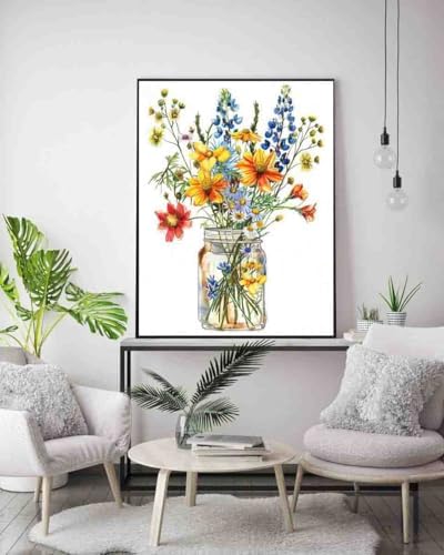 DYAIANGMU Flower Stamped Cross Stitch Kit for Adults 15.7x11.8 inches - Image 3