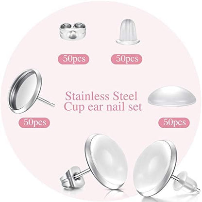 Hicarer 200 Pcs Sublimation Earrings Blanks Stud Earring Kit, Silver - Image 4