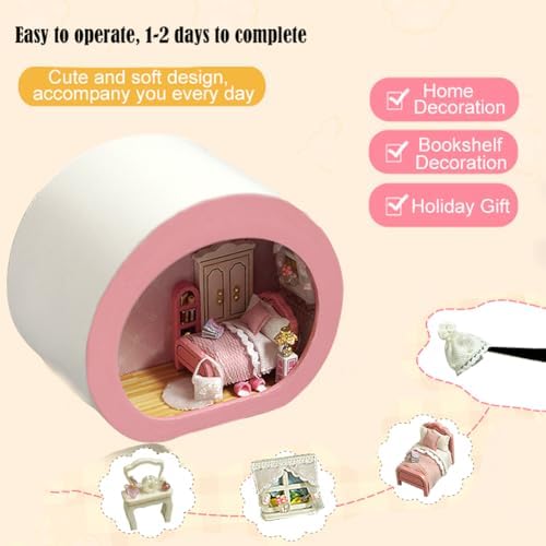 DIY Miniature House Kit, Cute Animal Style Wood Dolls House Model With LED Light - Creativity Gift for Women and Adults - Image 5