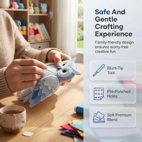 Arctic Winter Guardians DIY Patchwork Kit, Beginner Sewing Kit, 3D Stuffed Mythical Creature Needle, Portable Stuffed Animal Sewing Kit for Beginners, Pre-Cut Handmade Craft Kit (Snow Phoenix) - Image 4