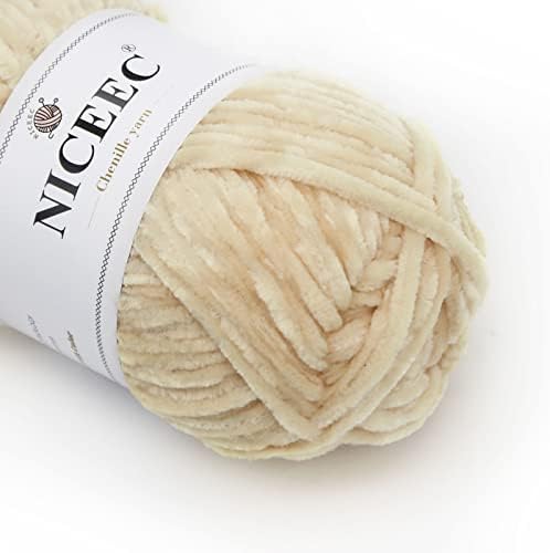 NICEEC 3 Skeins Soft Chenille Yarn 3 x85m (3X 93yds, 3X 50g)_Brown Series - Image 2