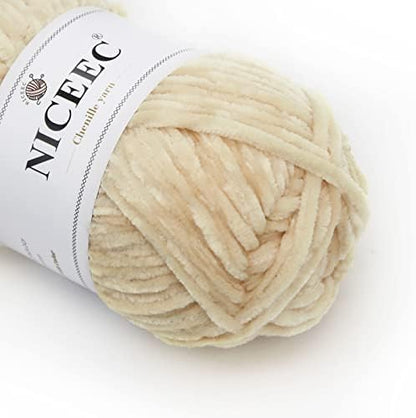NICEEC 3 Skeins Soft Chenille Yarn 3 x85m (3X 93yds, 3X 50g)_Brown Series - Image 2
