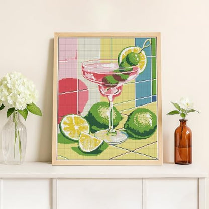 FREEBLOSS 11CT Cocktail Stamped Cross Stitch Kits Full Embroidery Kits with Instruction Cross Stitch Wall Hanging Kit for Needlepoint Adults Wall Art Decoration 16x20in/40x50cm - Image 6