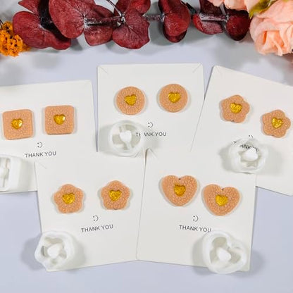 Xaekicr Heart Center Polymer Clay Cutters – 5 Shapes Clay Earring Cutters Set for DIY Jewelry – Polymer Clay Tools for Earrings & Crafts – Cute Clay Cutter Set for Valentine & Gift Projects - Image 2