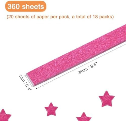 MECCANIXITY 360 Sheets Origami Paper Glitter Stars Papers Matte Deep Rose Fold Paper for Beginner Arts Crafts Projects,0.4 x 9.5 Inch - Image 2