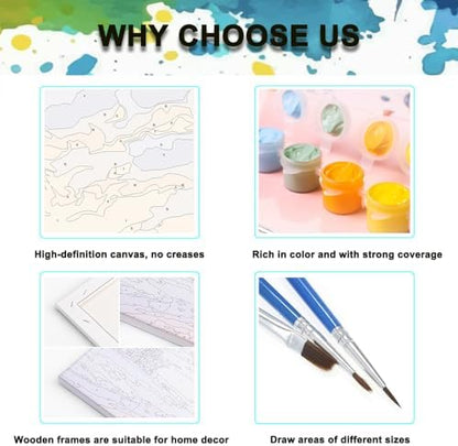 Beach Paint by Numbers Kit for Adults,Flower Paint by Number With Frame - Image 6